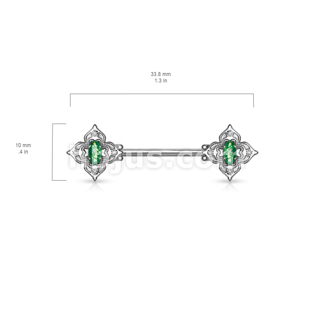 Floral Filigree Square With Crystal Accents and Opal Glitter Center... - Image 9