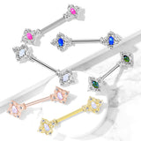 Floral Filigree Square With Crystal Accents and Opal Glitter Center...