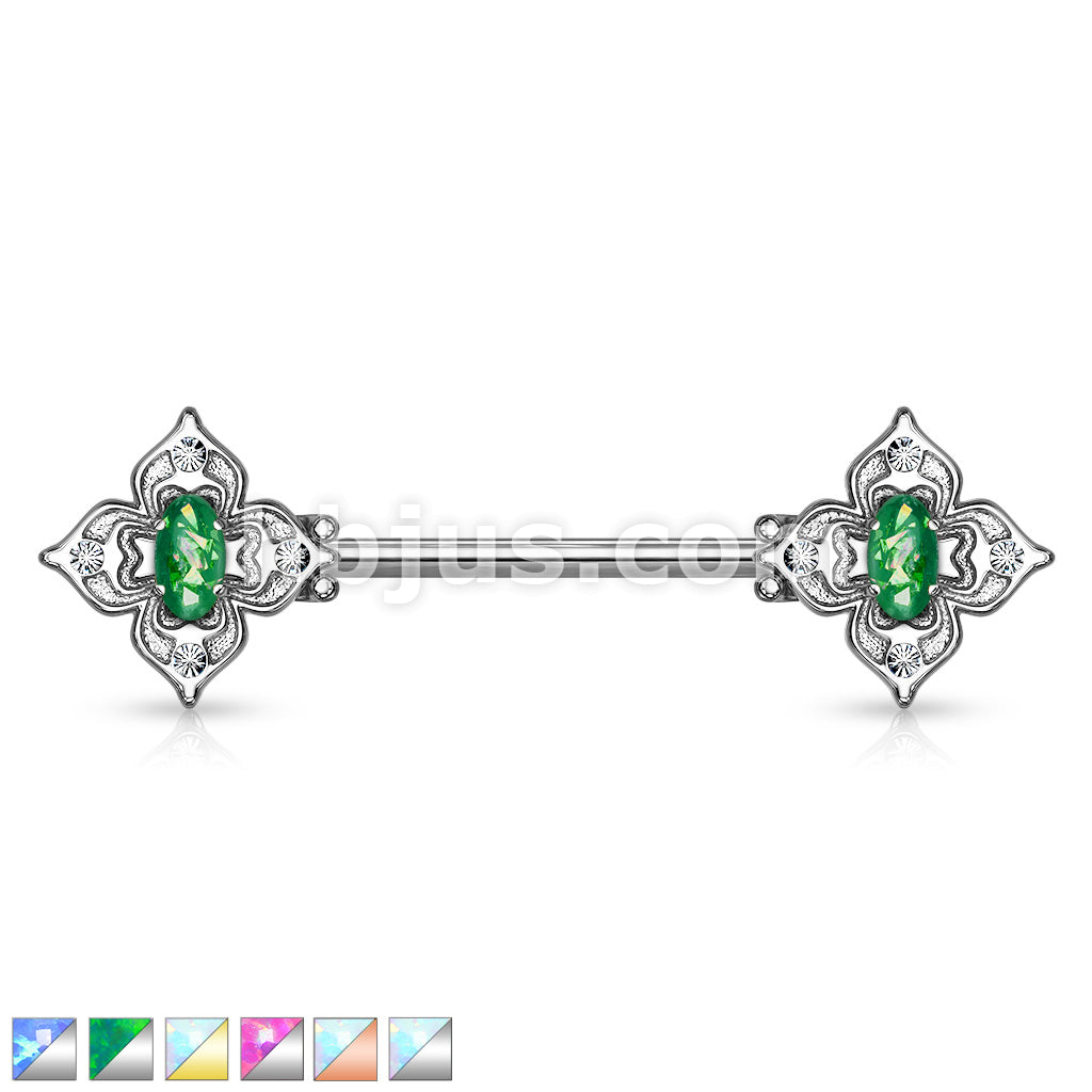 Floral Filigree Square With Crystal Accents and Opal Glitter Center... - Image 2