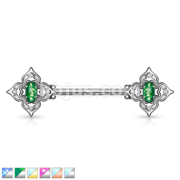 Floral Filigree Square With Crystal Accents and Opal Glitter Center... - Image 2