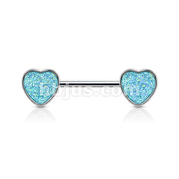 Druzy Stone Heart Set 316L Surgical Steel Nipple Barbell Rings - Image 5