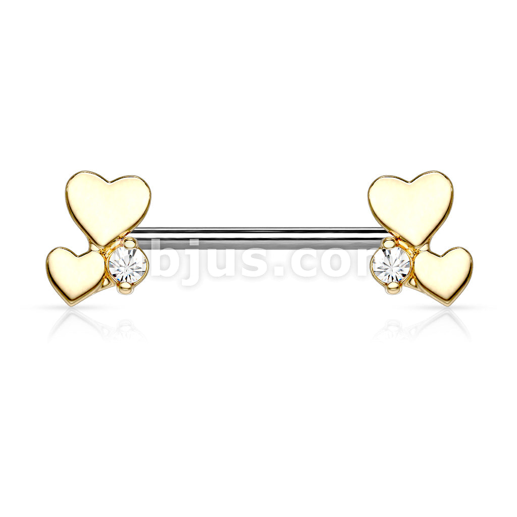 316L Surgical Steel Cluster Hearts 316L Sugical Steel Barbell Nipple Rings - Image 3