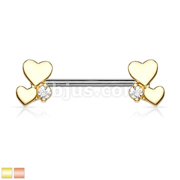 316L Surgical Steel Cluster Hearts 316L Sugical Steel Barbell Nipple Rings - Image 2