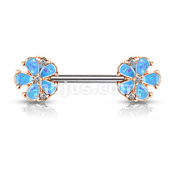 316L Surgical Steel Opal Glitter Filled Rose Gold Plated 5 Petal Flower... - Image 4