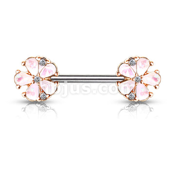 316L Surgical Steel Opal Glitter Filled Rose Gold Plated 5 Petal Flower... - Image 5