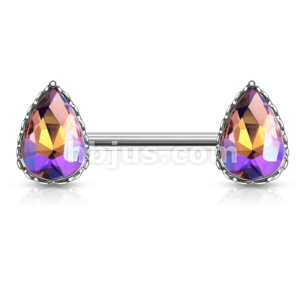 316L Surgical Steel AB Effect Tear Drop Gem with Heart Filigree... - Image 3