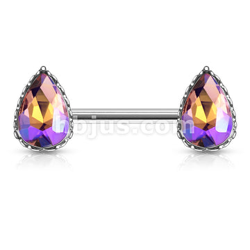 316L Surgical Steel AB Effect Tear Drop Gem with Heart Filigree... - Image 3