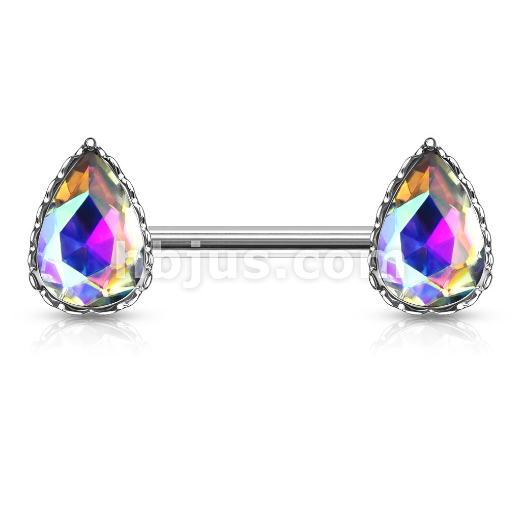 316L Surgical Steel AB Effect Tear Drop Gem with Heart Filigree... - Image 4