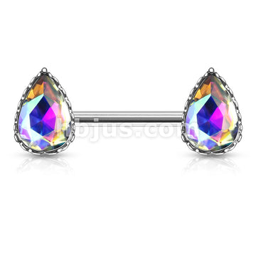 316L Surgical Steel AB Effect Tear Drop Gem with Heart Filigree... - Image 4