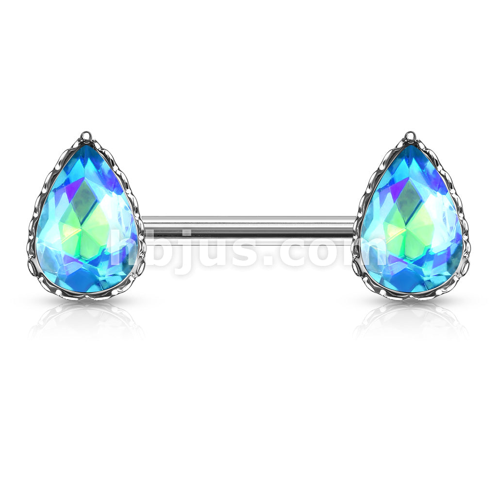 316L Surgical Steel AB Effect Tear Drop Gem with Heart Filigree... - Image 5