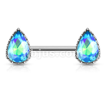 316L Surgical Steel AB Effect Tear Drop Gem with Heart Filigree... - Image 5