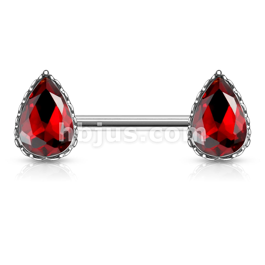 316L Surgical Steel AB Effect Tear Drop Gem with Heart Filigree... - Image 6