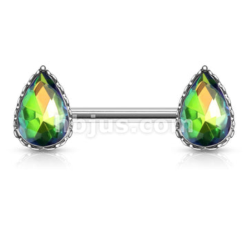 316L Surgical Steel AB Effect Tear Drop Gem with Heart Filigree... - Image 7