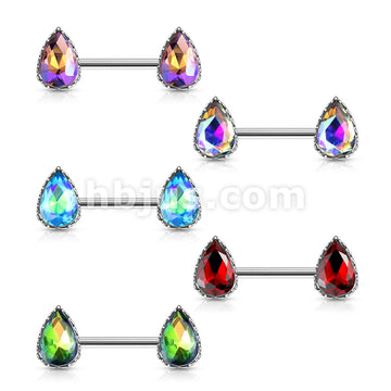 316L Surgical Steel AB Effect Tear Drop Gem with Heart Filigree... - Image 9