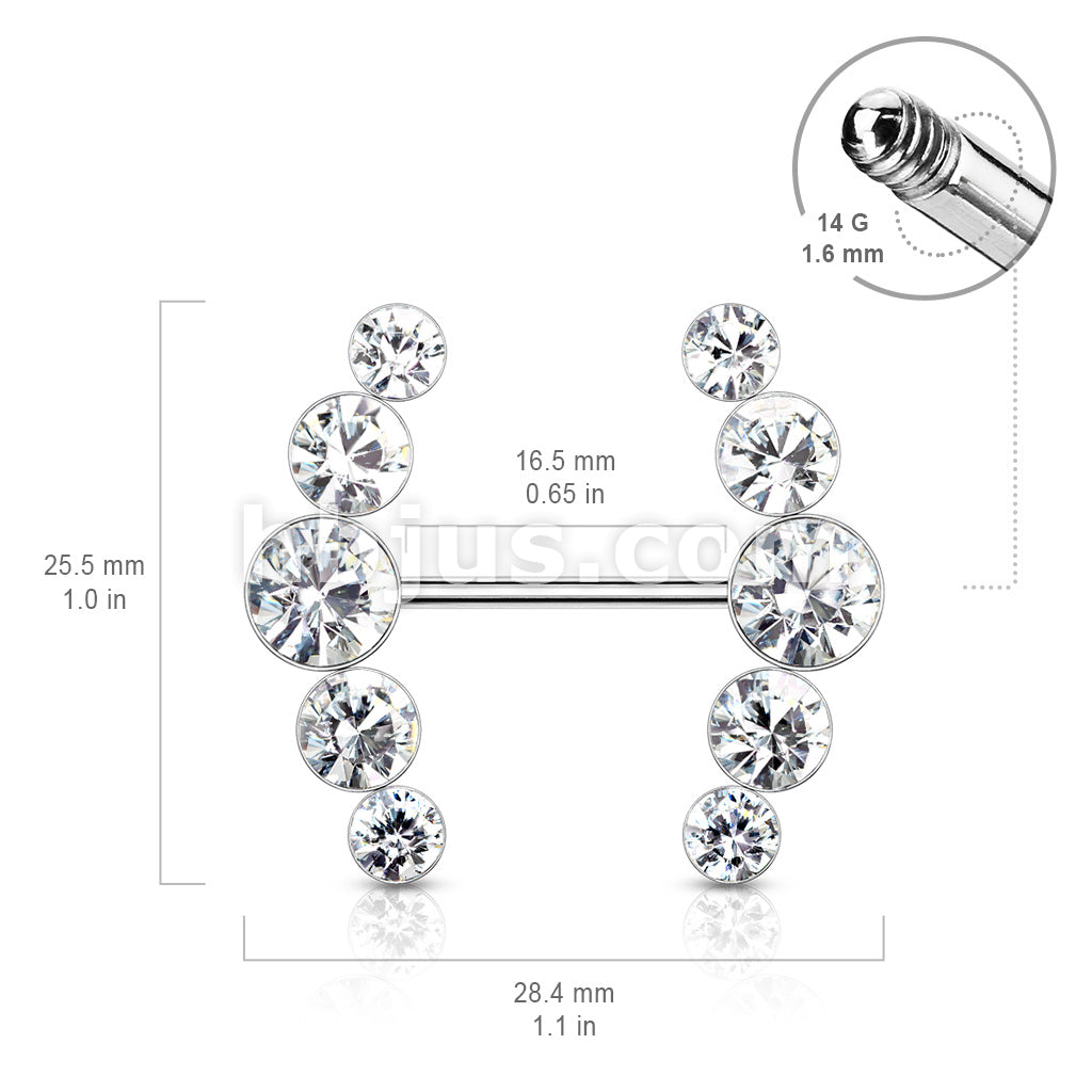 316L Surgical Steel Five Round Crystals Lined Ends 316L Surgical Steel... - Image 8
