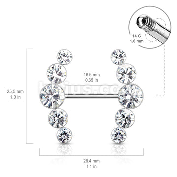 316L Surgical Steel Five Round Crystals Lined Ends 316L Surgical Steel... - Image 8