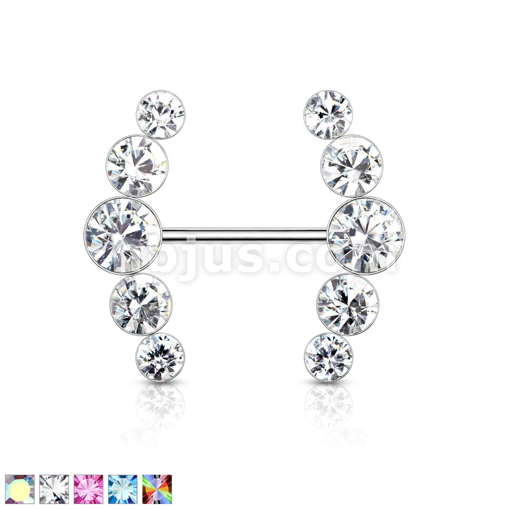 316L Surgical Steel Five Round Crystals Lined Ends 316L Surgical Steel... - Image 2