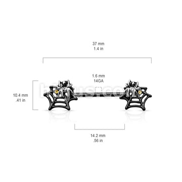 316L Surgical Steel Spider On Web With Yellow and Clear Crystals 316L... - Image 3