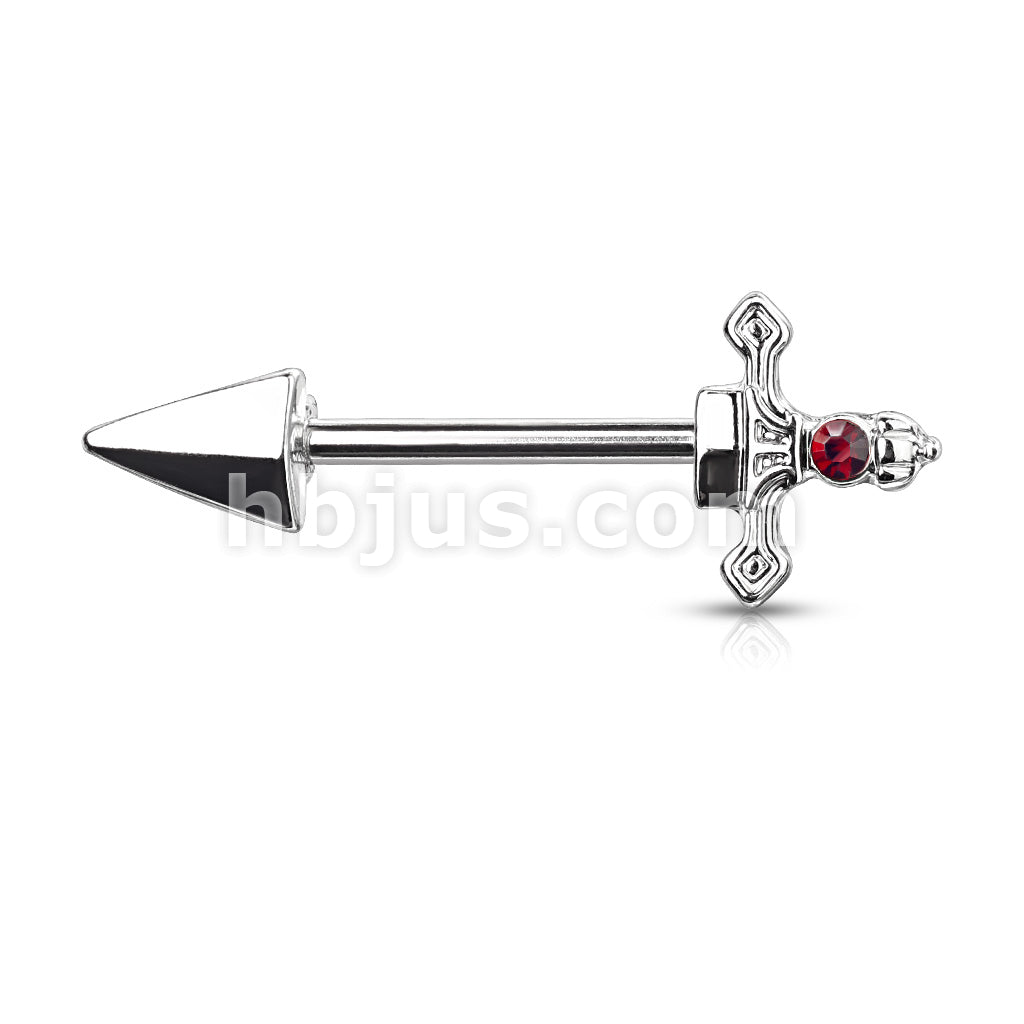 316L Surgical Steel Red Gem Set Dagger 316L Surgical Steel Nipple... - Image 3