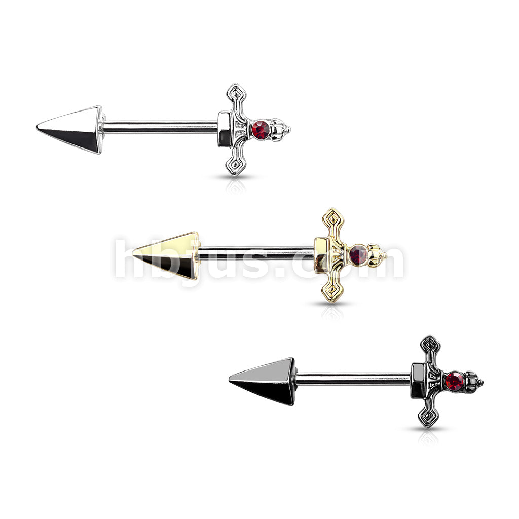 316L Surgical Steel Red Gem Set Dagger 316L Surgical Steel Nipple... - Image 7
