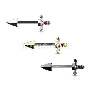 316L Surgical Steel Red Gem Set Dagger 316L Surgical Steel Nipple... - Image 7