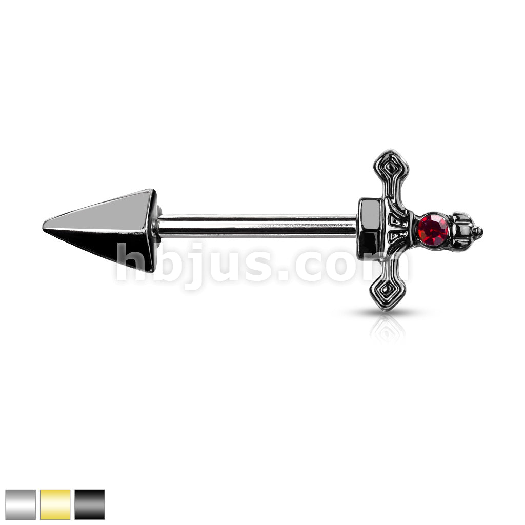 316L Surgical Steel Red Gem Set Dagger 316L Surgical Steel Nipple... - Image 2