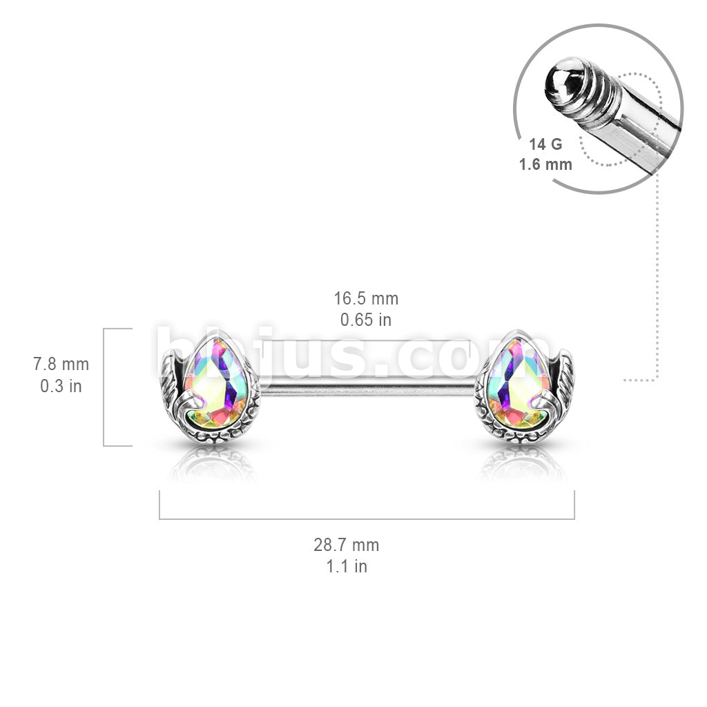 316L Surgical Steel Mermaid Tail Wrapped Pear Shaped Crystal 316L... - Image 6