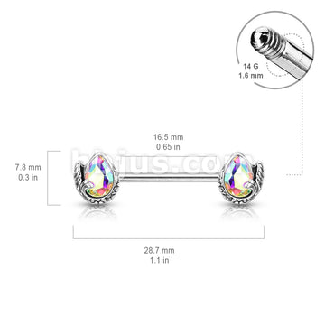 316L Surgical Steel Mermaid Tail Wrapped Pear Shaped Crystal 316L... - Image 6