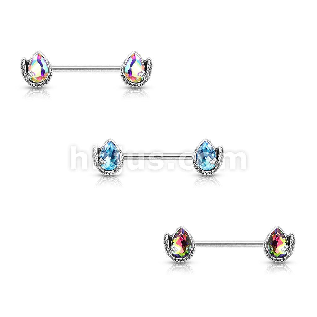 316L Surgical Steel Mermaid Tail Wrapped Pear Shaped Crystal 316L... - Image 7