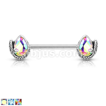316L Surgical Steel Mermaid Tail Wrapped Pear Shaped Crystal 316L... - Image 2