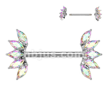 316L Surgical Steel 5 Marquise Crystals Fan Ends 316L Surgical Steel... - Image 2