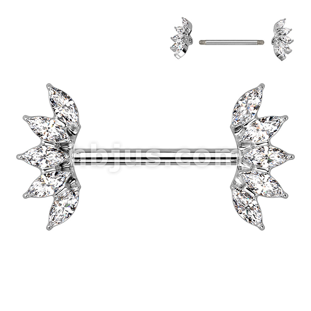 316L Surgical Steel 5 Marquise Crystals Fan Ends 316L Surgical Steel... - Image 3