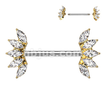 316L Surgical Steel 5 Marquise Crystals Fan Ends 316L Surgical Steel... - Image 4