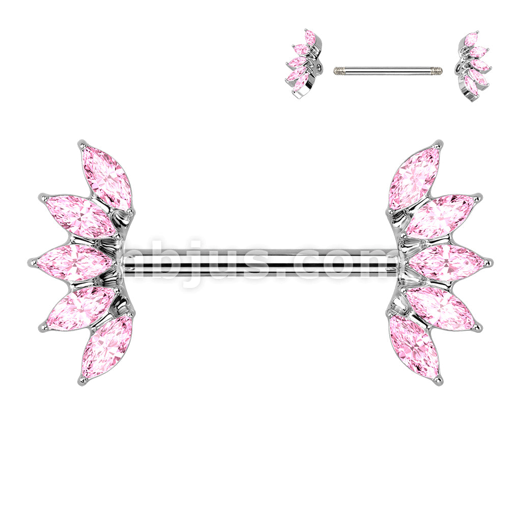 316L Surgical Steel 5 Marquise Crystals Fan Ends 316L Surgical Steel... - Image 5