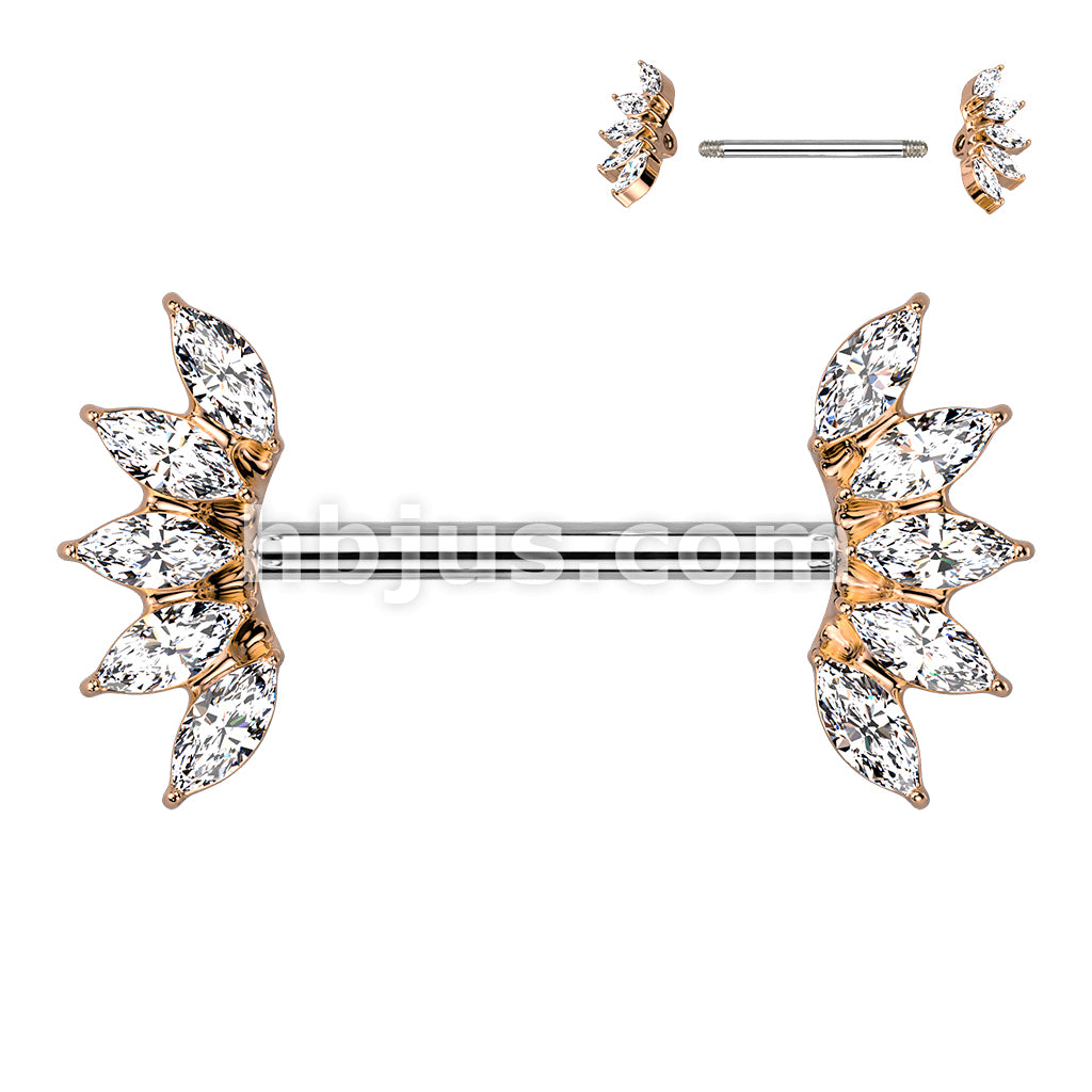 316L Surgical Steel 5 Marquise Crystals Fan Ends 316L Surgical Steel... - Image 6