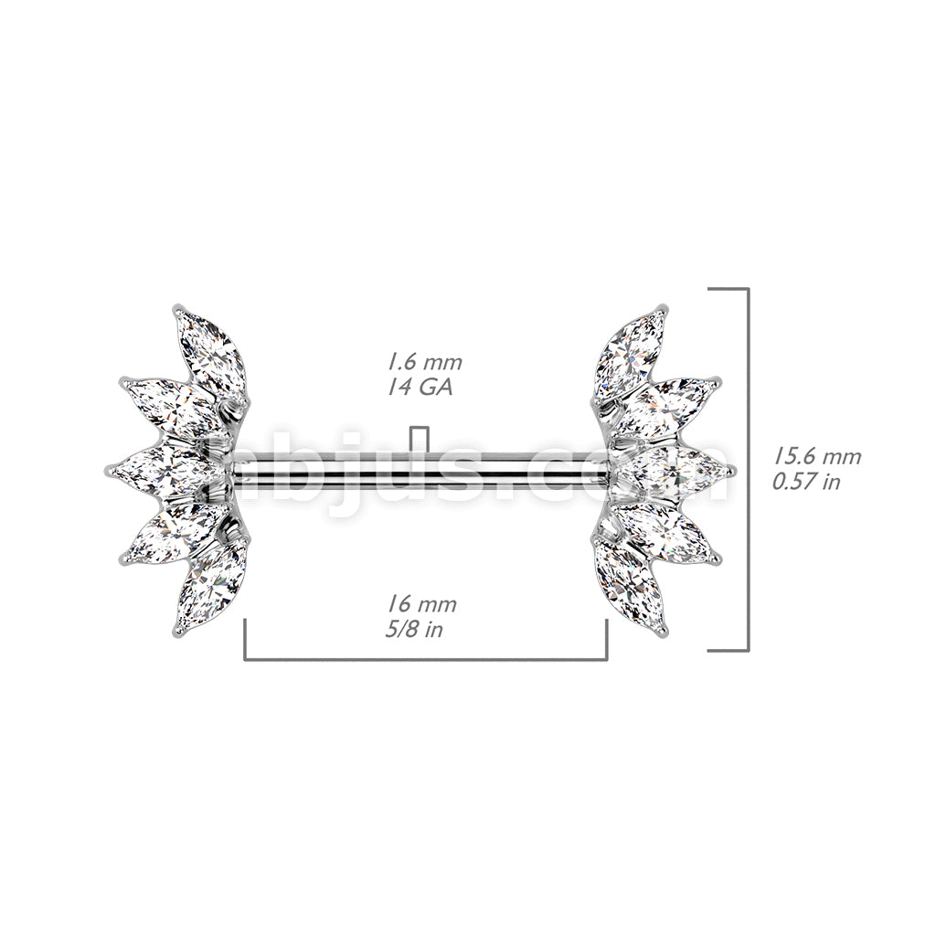 316L Surgical Steel 5 Marquise Crystals Fan Ends 316L Surgical Steel... - Image 7