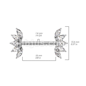 316L Surgical Steel 5 Marquise Crystals Fan Ends 316L Surgical Steel... - Image 7