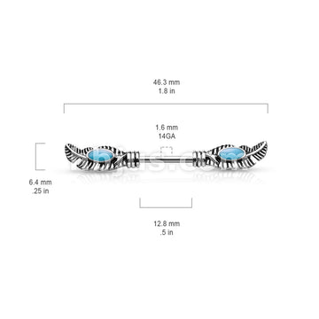 316L Surgical Steel Tribal Feather With Turquoise Enamel 316L Surgical... - Image 3