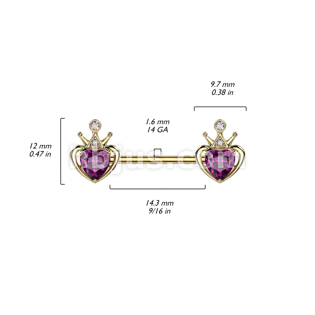 316L Surgical Steel Gold PVD Over 316L Surgical Steel Nipple Barbell... - Image 3