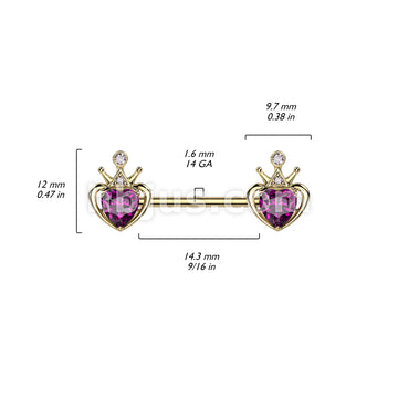 316L Surgical Steel Gold PVD Over 316L Surgical Steel Nipple Barbell... - Image 3