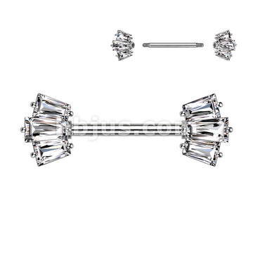 316L Surgical Steel 316L Surgical Steel Nipple Barbell With 5 Baguette... - Image 2