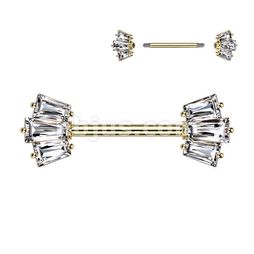 316L Surgical Steel 316L Surgical Steel Nipple Barbell With 5 Baguette... - Image 3