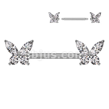 316L Surgical Steel 316L Surgical Steel Nipple Barbell With CZ... - Image 2