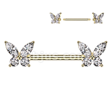 316L Surgical Steel 316L Surgical Steel Nipple Barbell With CZ... - Image 3