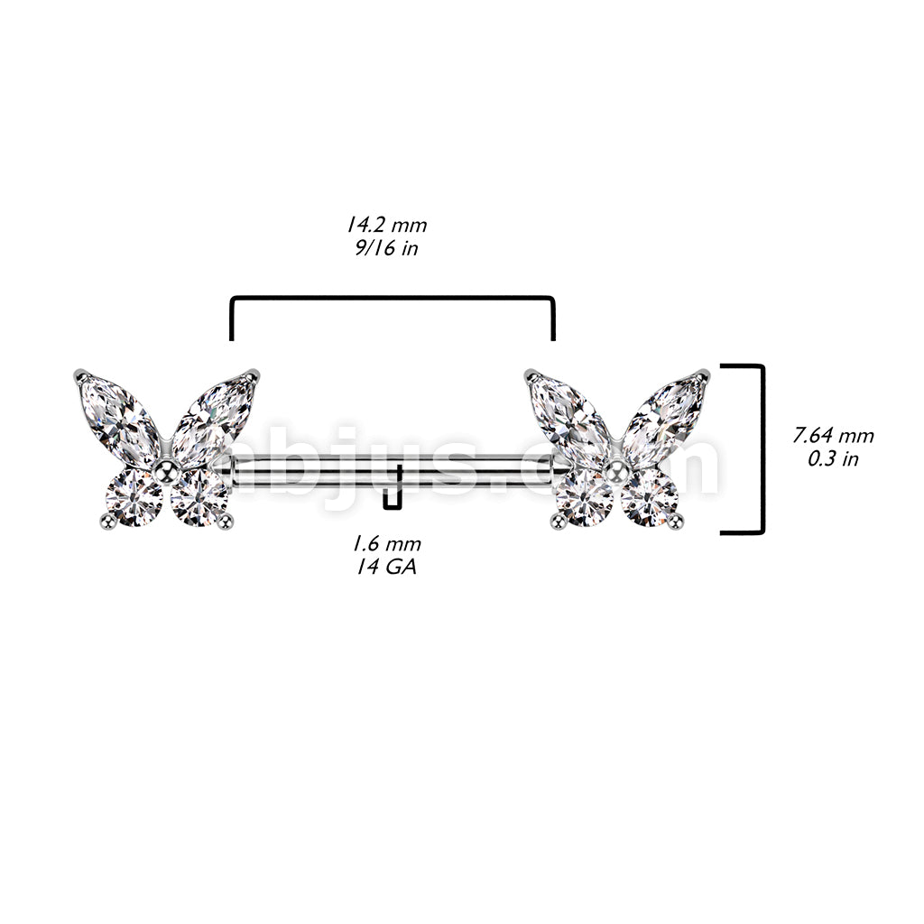 316L Surgical Steel 316L Surgical Steel Nipple Barbell With CZ... - Image 4