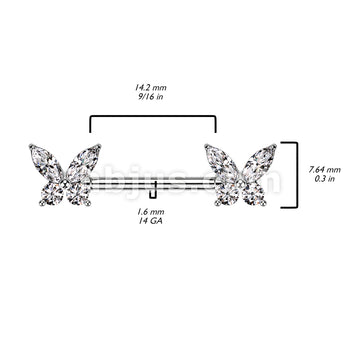 316L Surgical Steel 316L Surgical Steel Nipple Barbell With CZ... - Image 4