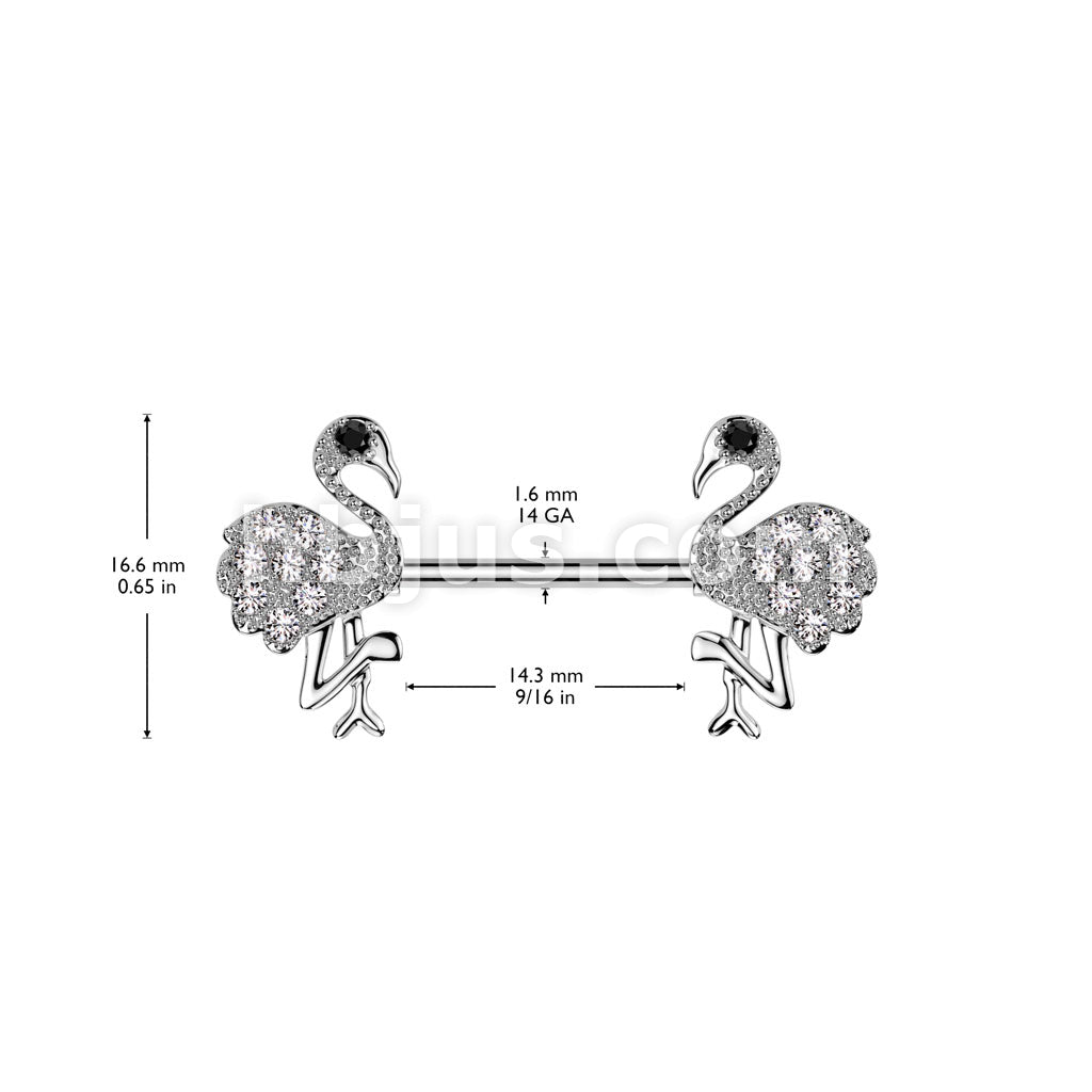 316L Surgical Steel 316L Surgical Steel Nipple Barbell With CZ Flamingo... - Image 4