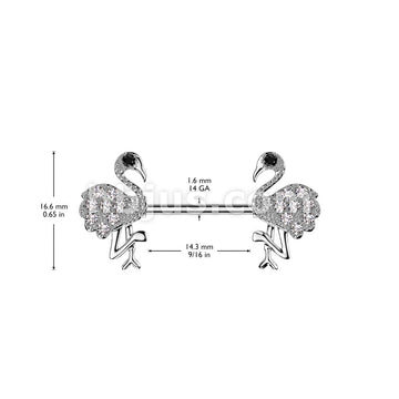316L Surgical Steel 316L Surgical Steel Nipple Barbell With CZ Flamingo... - Image 4