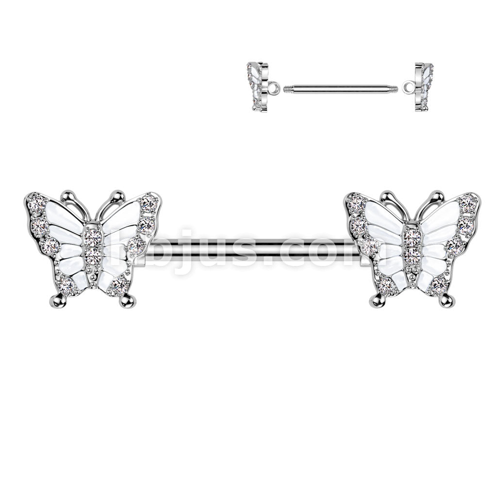 316L Surgical Steel 316L Surgical Steel Nipple Barbell With Pave CZ... - Image 2