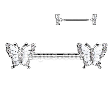 316L Surgical Steel 316L Surgical Steel Nipple Barbell With Pave CZ... - Image 2